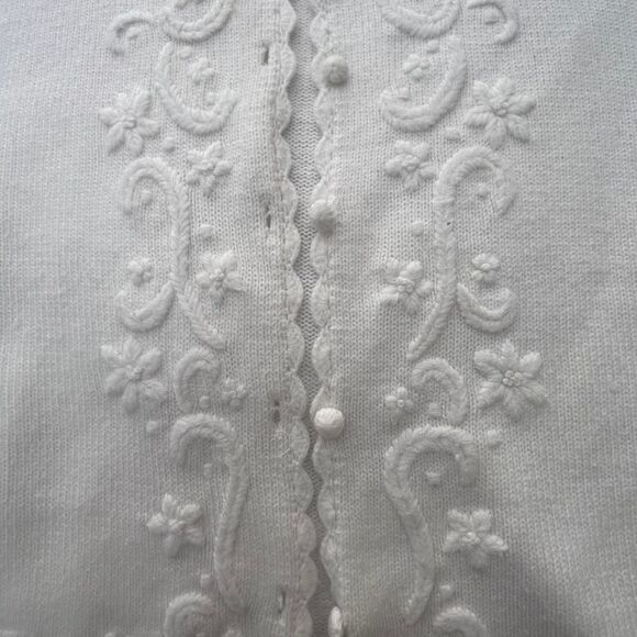 Vintage Hand Embroidered Wool Blend Karen Scott Cardigan Sweater - Women's M - Picture 3 of 6